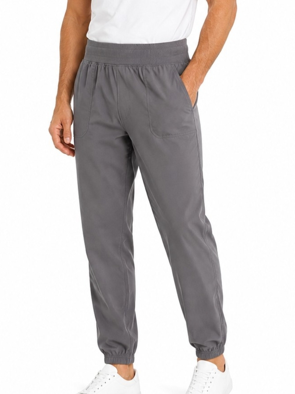 Gray Elastic-Waist Casual Jogger Pants NWT